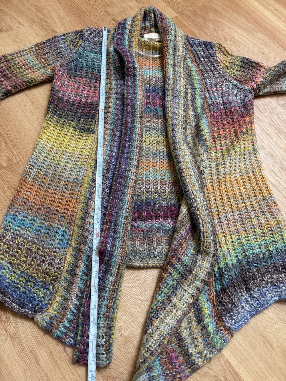 Anthropologie Rare Multicolor Open Front Shawl Collar Cardigan Sweater Small - Picture 8 of 8